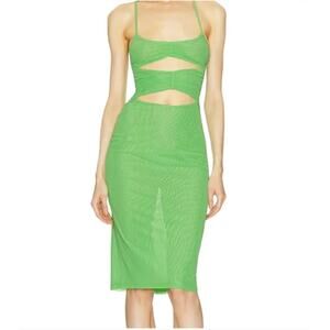 Michael Costello x REVOLVE Mesh Cut Out Knee Length Dress in Kelly Green